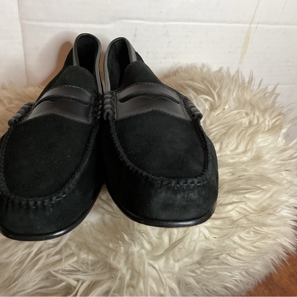 G.H. Bass & Co.  Men\'s Black Suede with leather Loafers 13D NIB main image 5